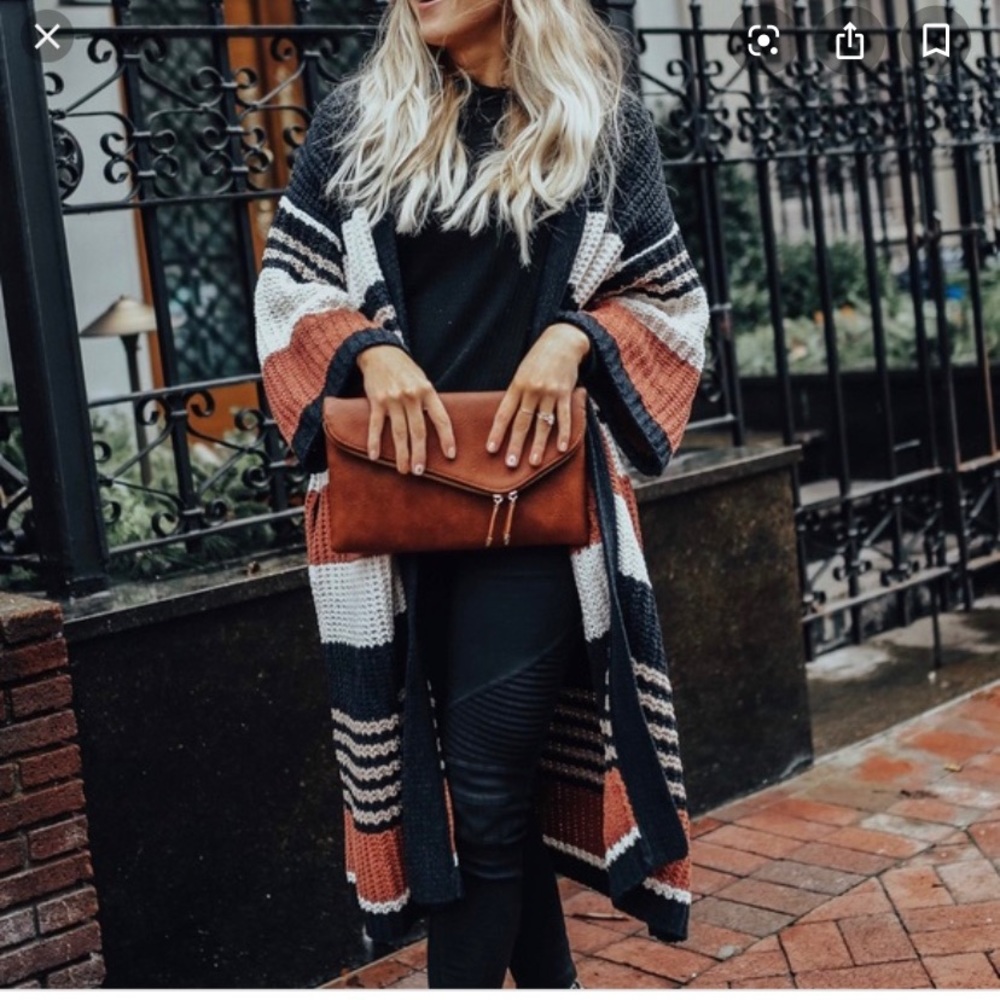 Vici dolls chenille striped duster cardigan